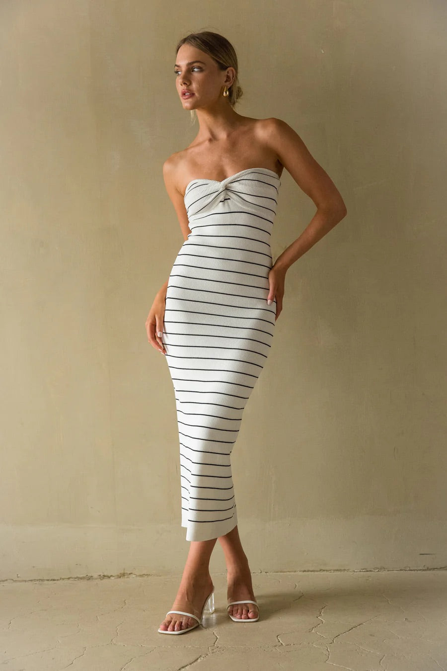 strapless midi dress