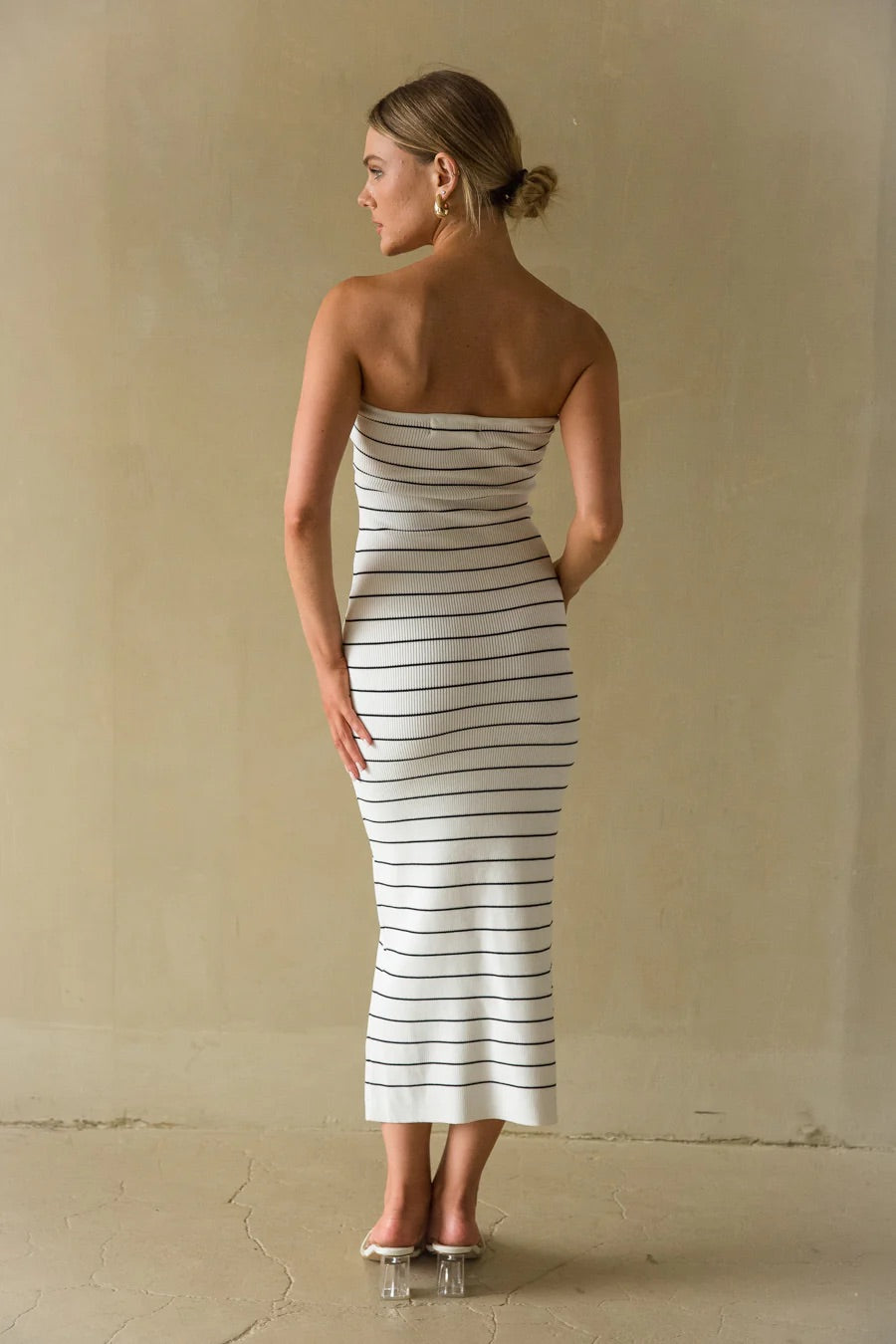 strapless midi dress 