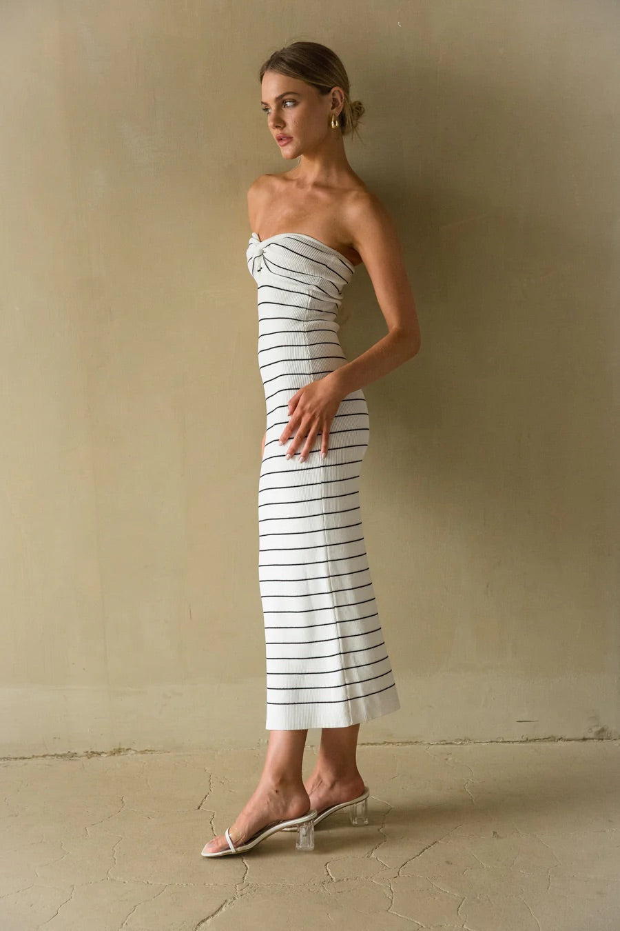 strapless midi dress 