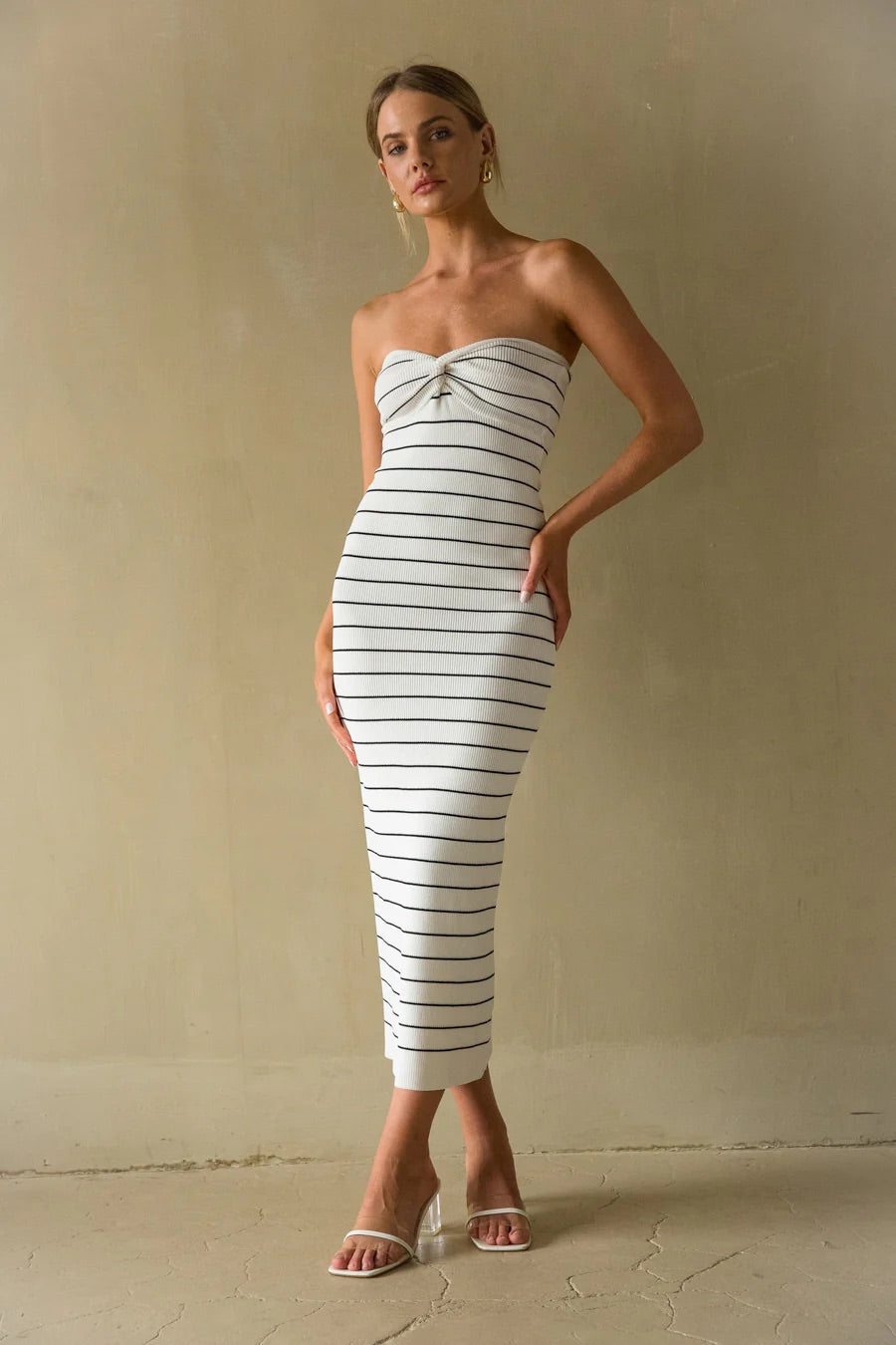 strapless midi dress 